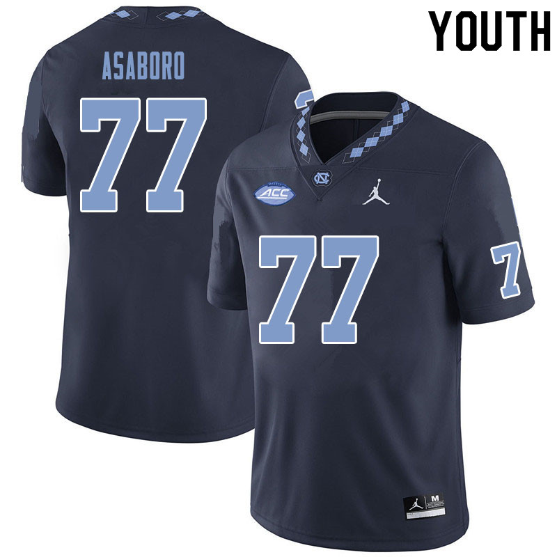 Youth #77 Wisdom Asaboro North Carolina Tar Heels College Football Jerseys Sale-Black